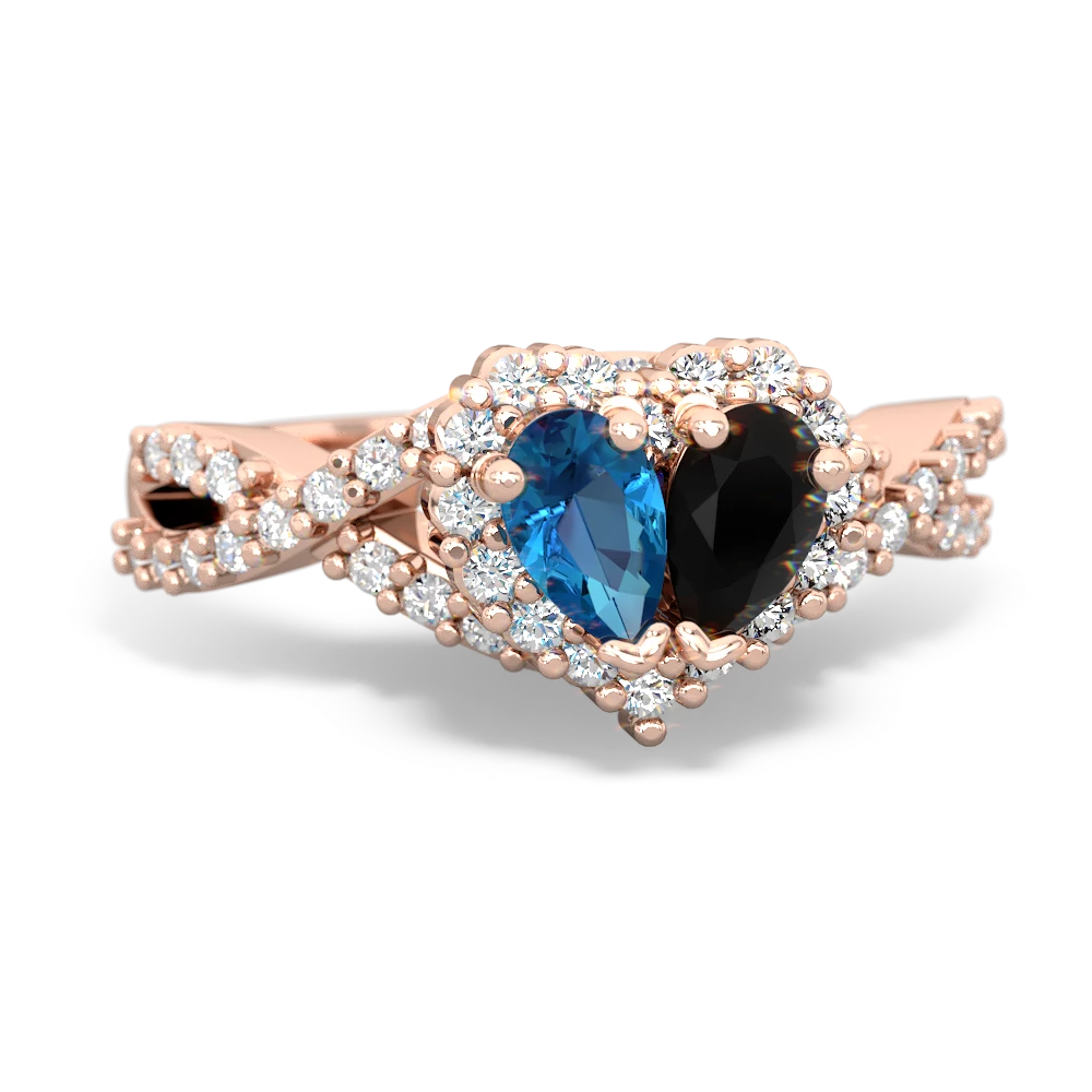 London Topaz Diamond Twist 'One Heart' 14K Rose Gold ring R2640HRT