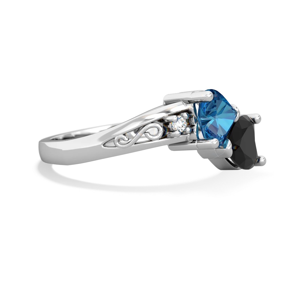 London Topaz Snuggling Hearts 14K White Gold ring R2178