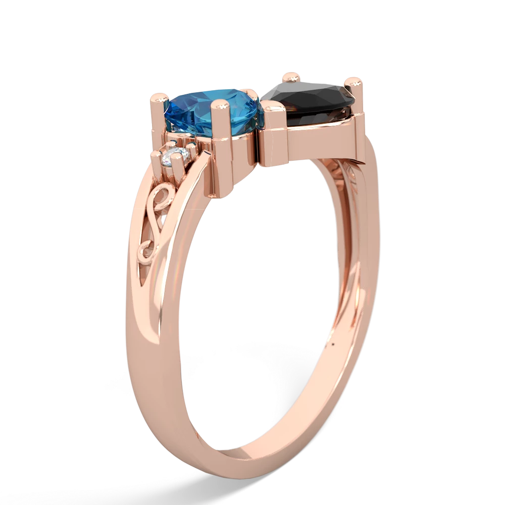 London Topaz Snuggling Hearts 14K Rose Gold ring R2178