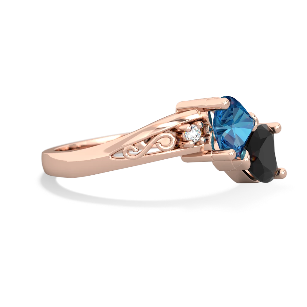 London Topaz Snuggling Hearts 14K Rose Gold ring R2178