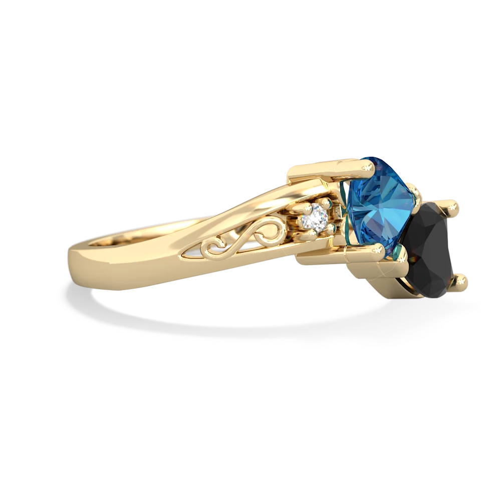 London Topaz Snuggling Hearts 14K Yellow Gold ring R2178