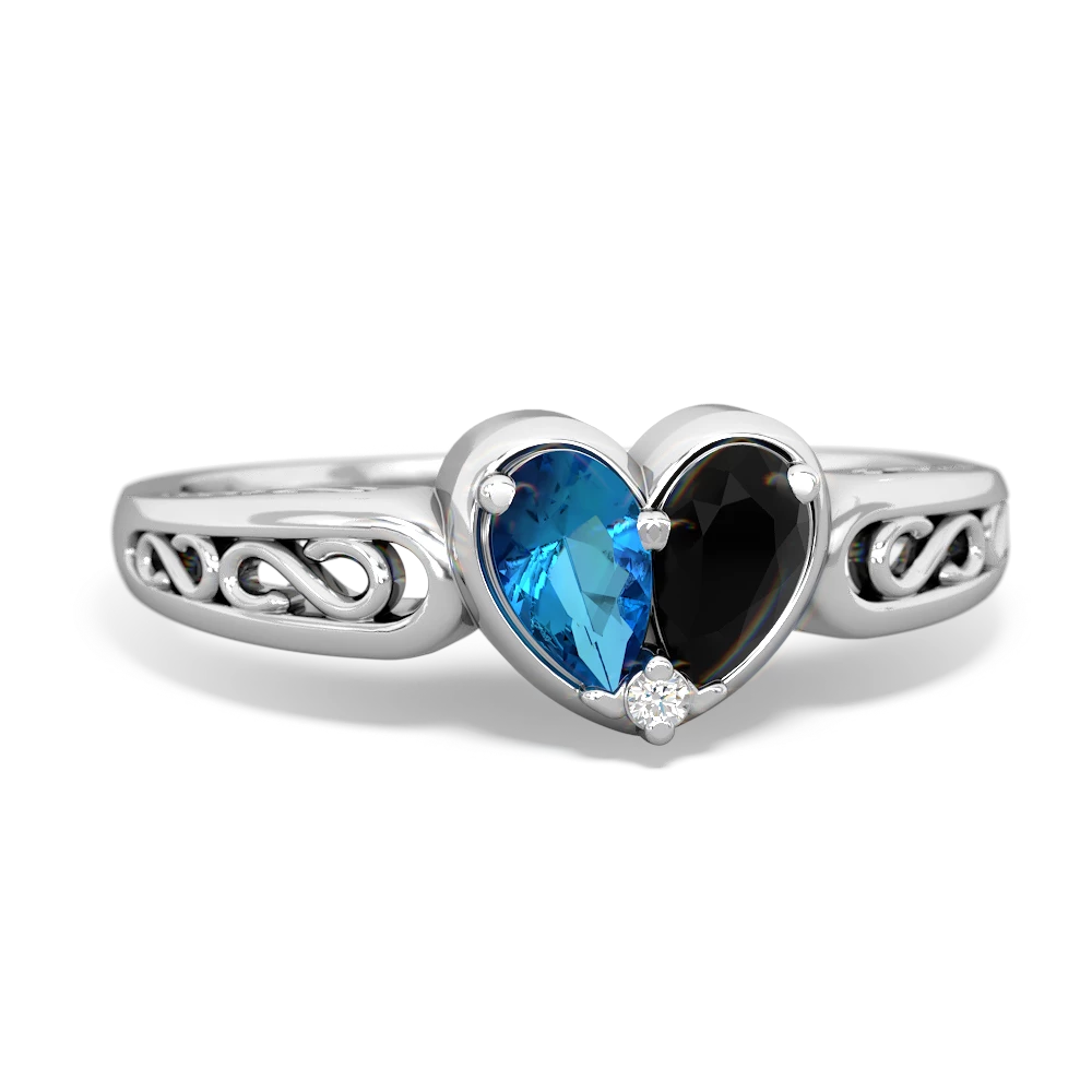 London Topaz Filligree 'One Heart' 14K White Gold ring R5070