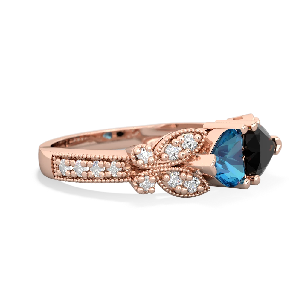 London Topaz Diamond Butterflies 14K Rose Gold ring R5601