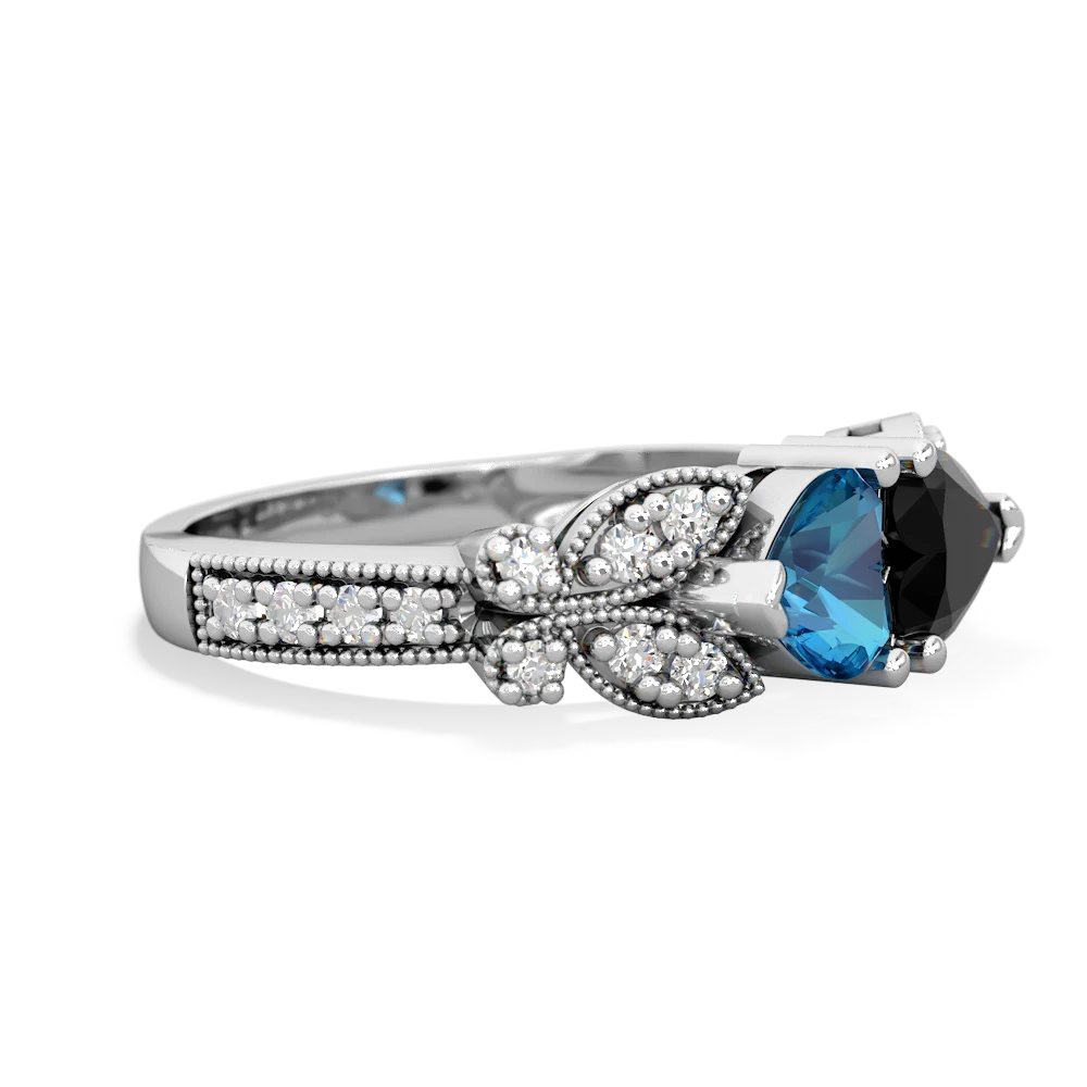 London Topaz Diamond Butterflies 14K White Gold ring R5601