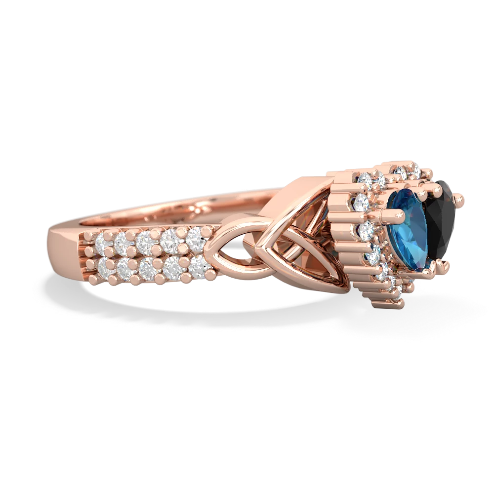 London Topaz Celtic Knot Two Hearts As One 14K Rose Gold ring R2644HRT