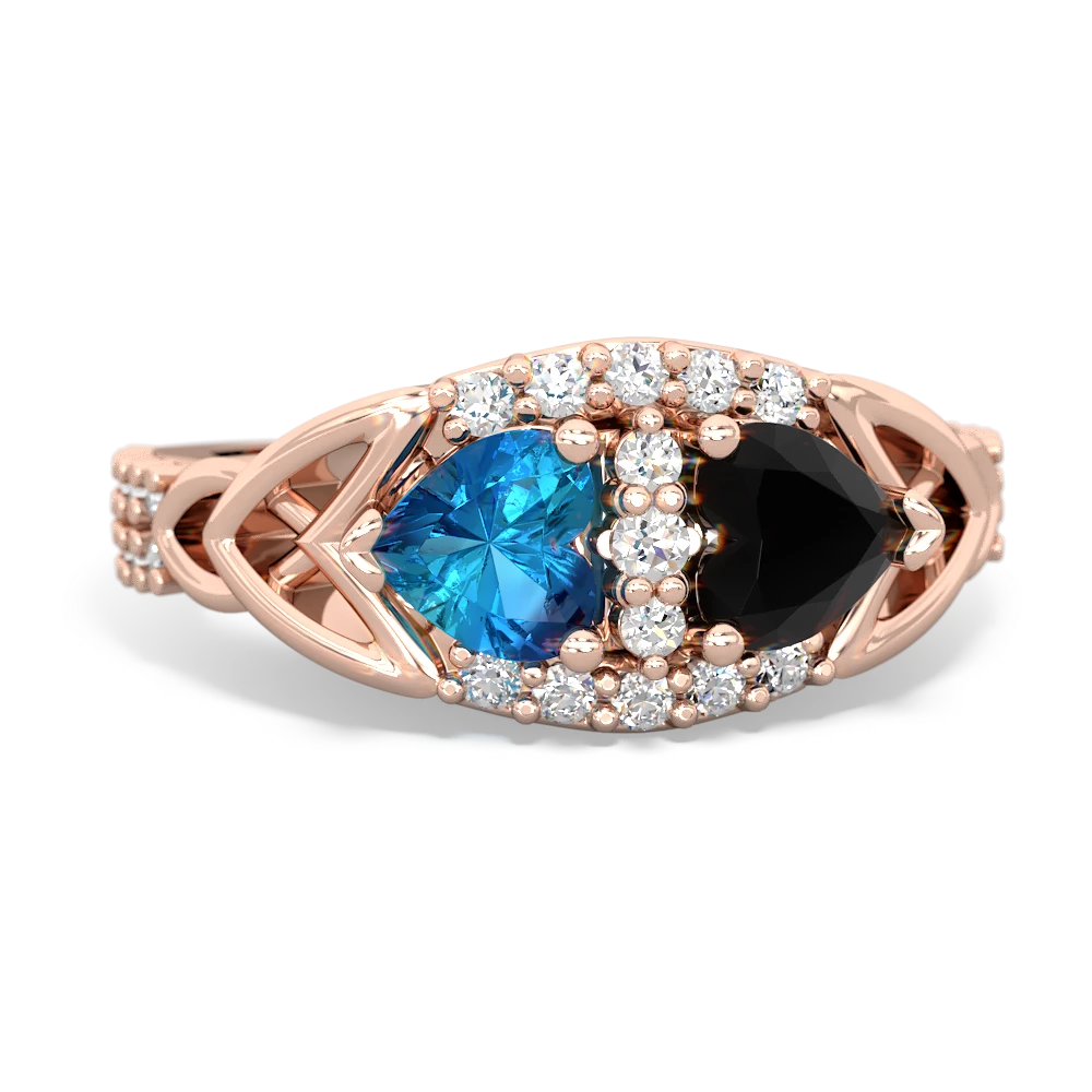 London Topaz Sparkling Celtic Knot 14K Rose Gold ring R2645