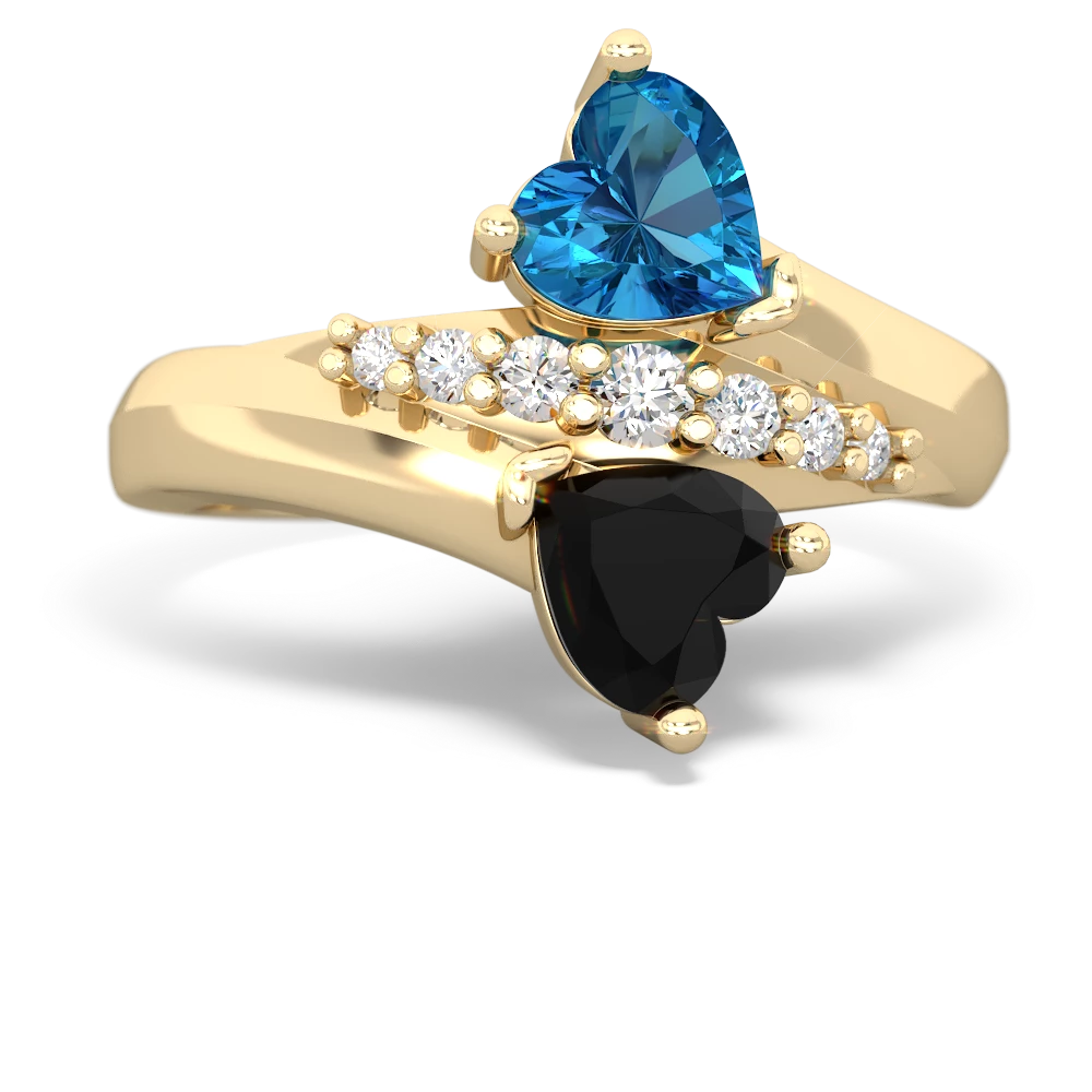 London Topaz Heart To Heart 14K Yellow Gold ring R2064