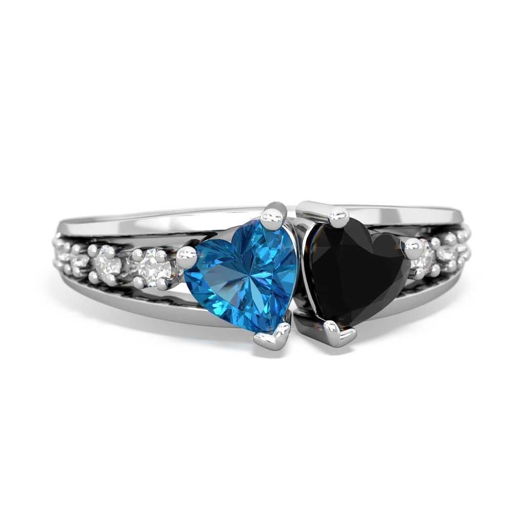 London Topaz Heart To Heart 14K White Gold ring R3342