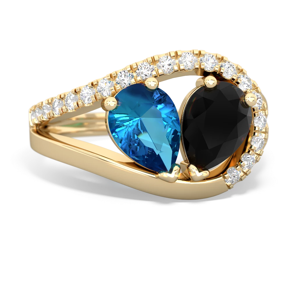 London Topaz Nestled Heart Keepsake 14K Yellow Gold ring R5650