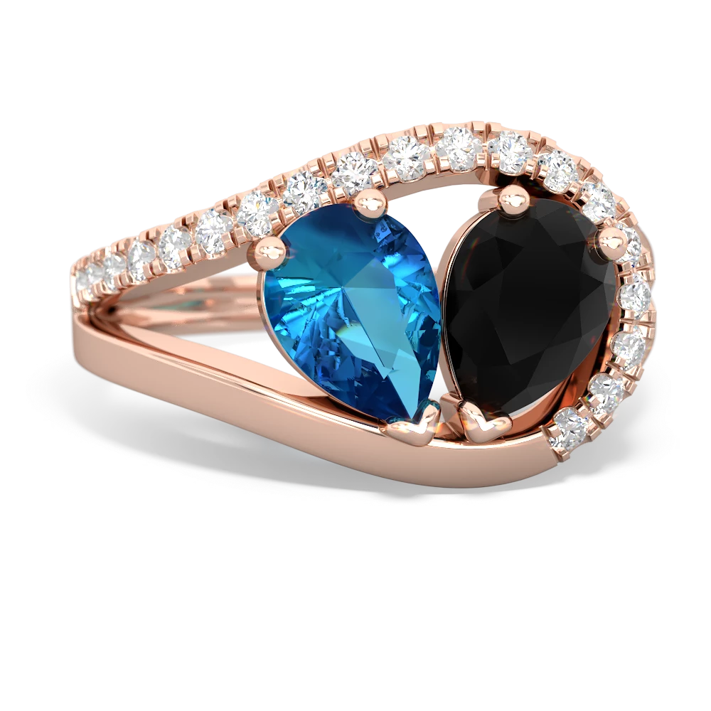 London Topaz Nestled Heart Keepsake 14K Rose Gold ring R5650