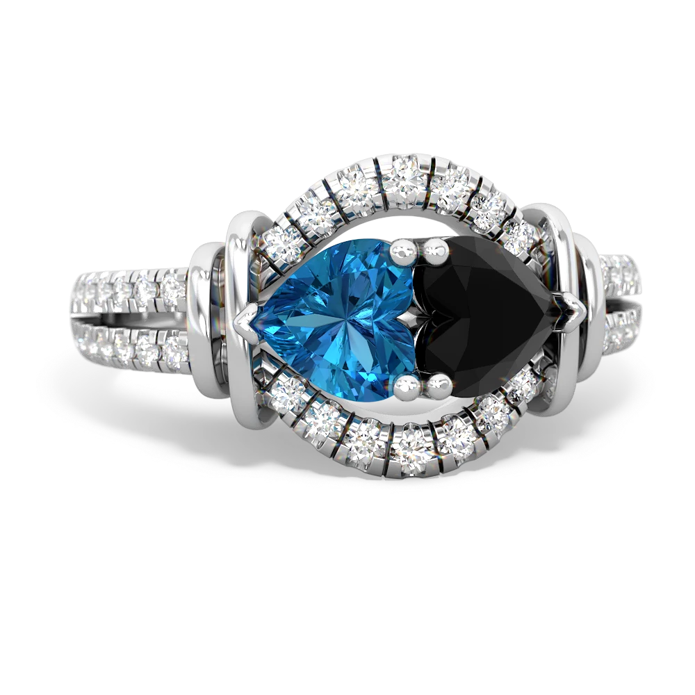 London Topaz Art-Deco Keepsake 14K White Gold ring R5630