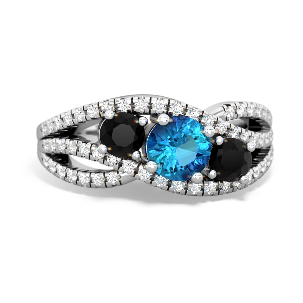 London Topaz Three Stone Aurora 14K White Gold ring R3080