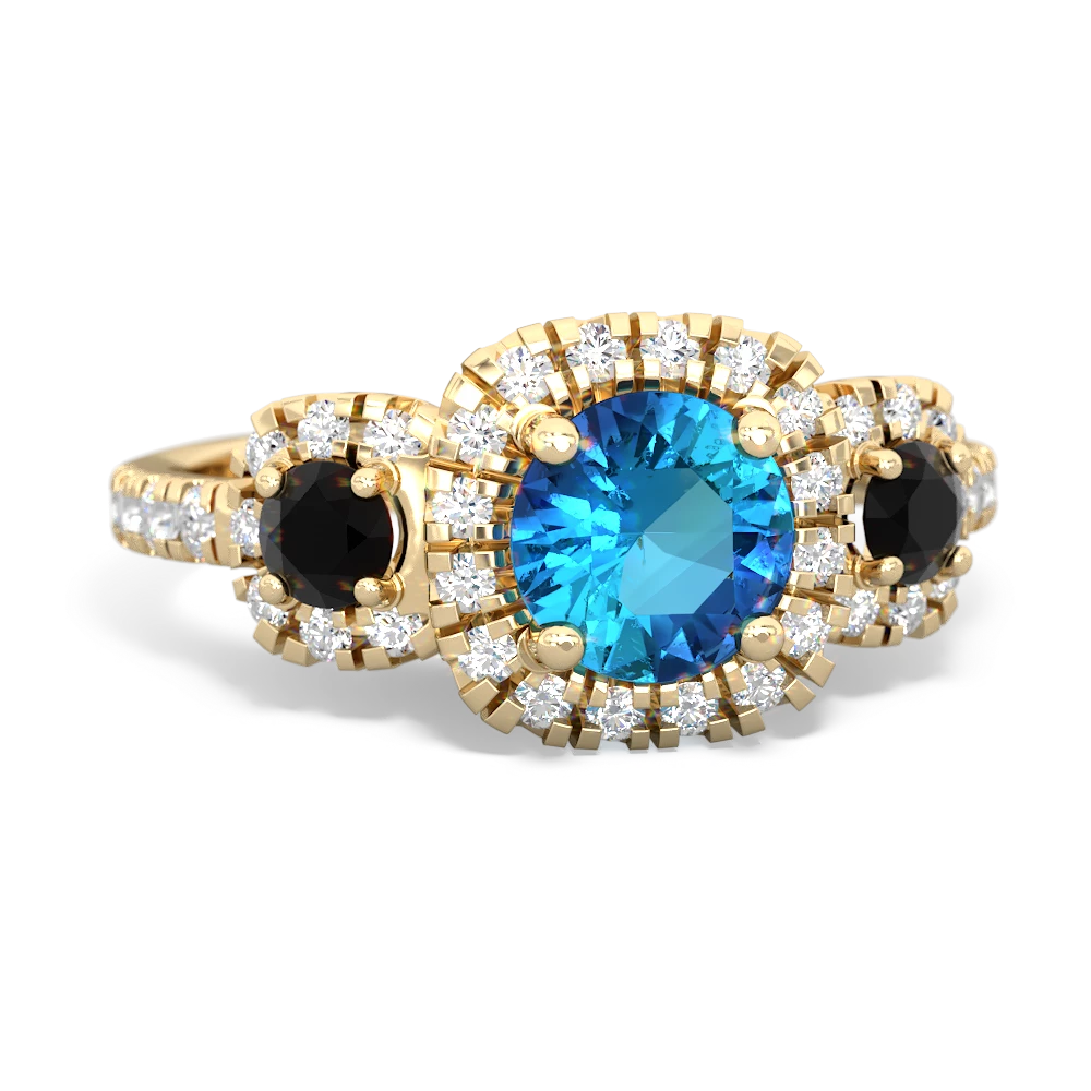 London Topaz Regal Halo 14K Yellow Gold ring R5350