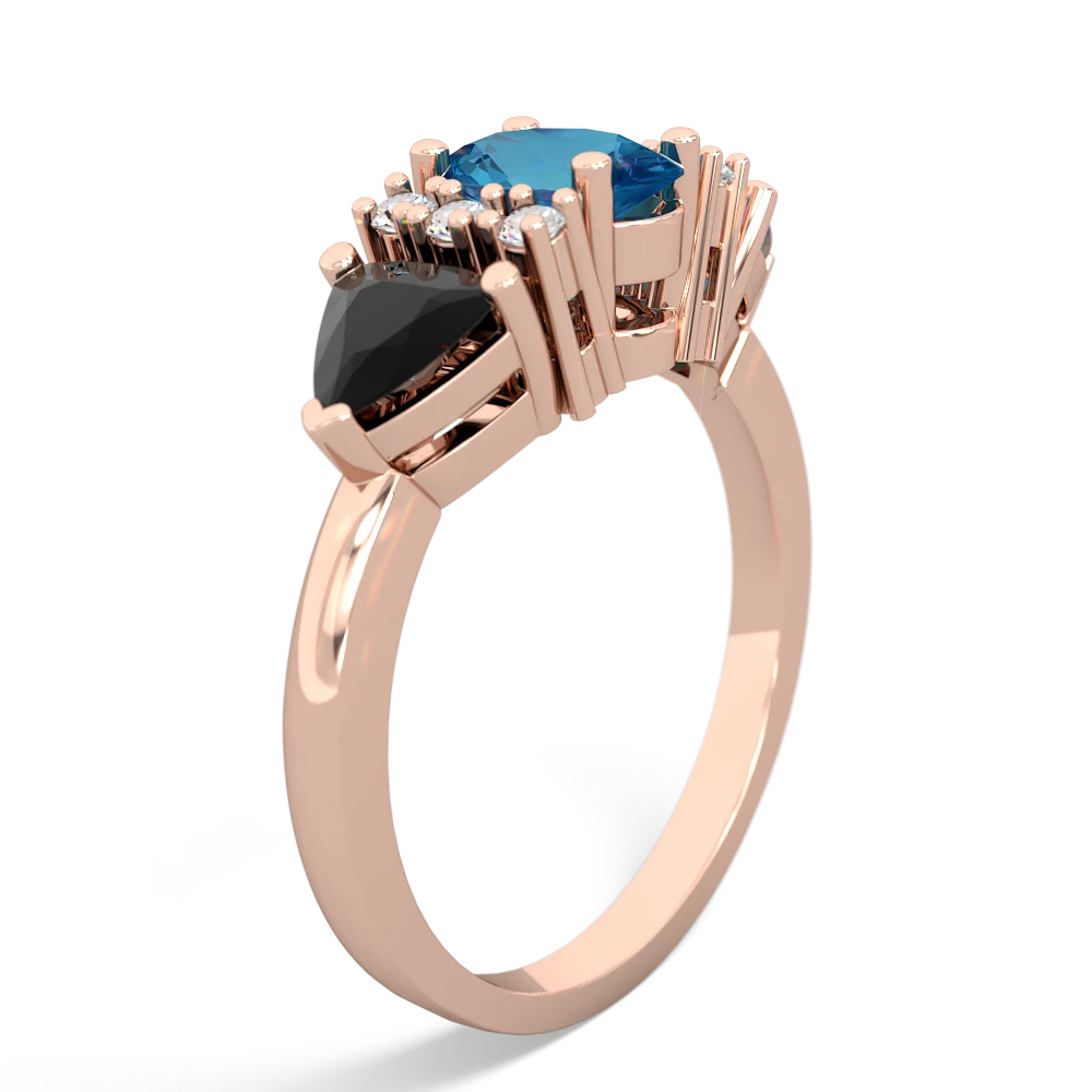 London Topaz Antique Style Three Stone 14K Rose Gold ring R2186