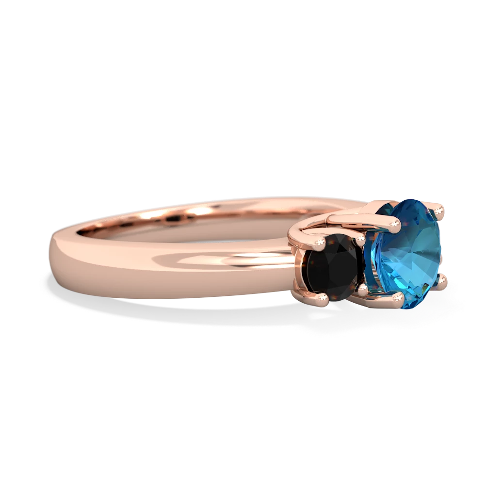 London Topaz Three Stone Round Trellis 14K Rose Gold ring R4018