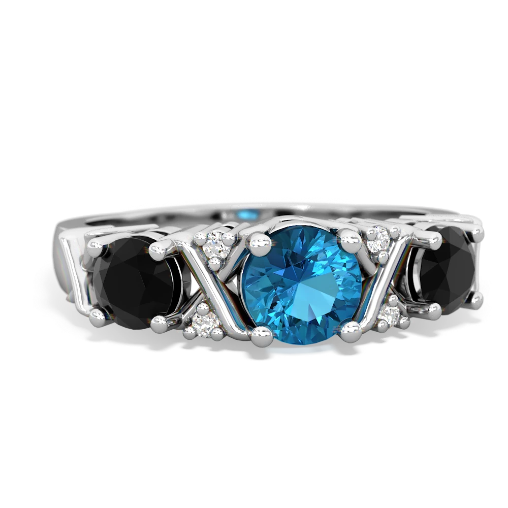 London Topaz Hugs And Kisses 14K White Gold ring R5016