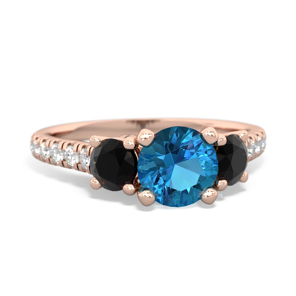 London Topaz Pave Trellis 14K Rose Gold ring R5500