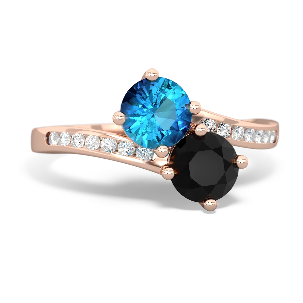 London Topaz Channel Set Two Stone 14K Rose Gold ring R5303