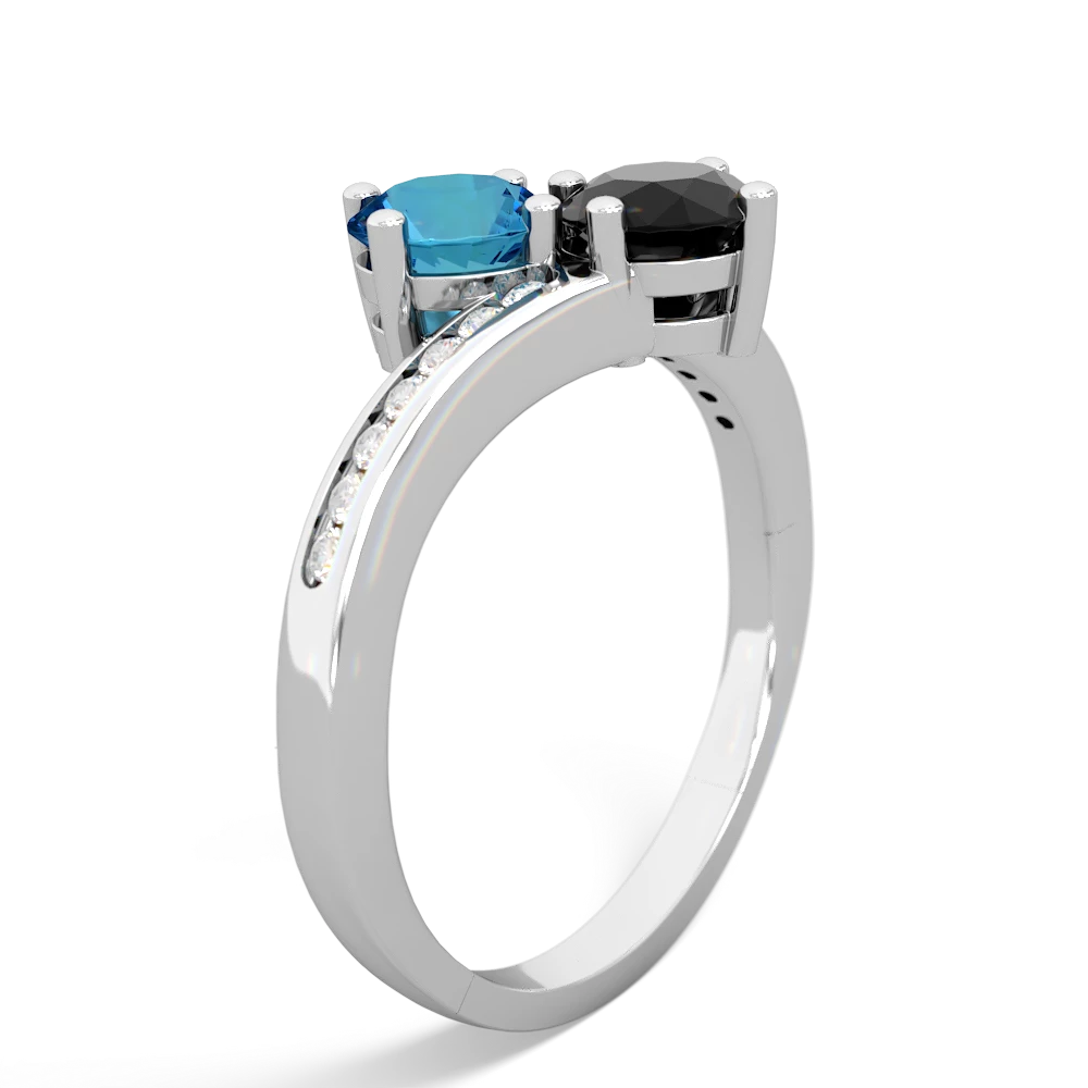 London Topaz Channel Set Two Stone 14K White Gold ring R5303