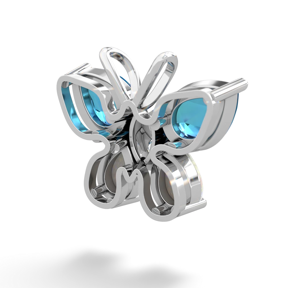 London Topaz Butterfly 14K White Gold pendant P2215