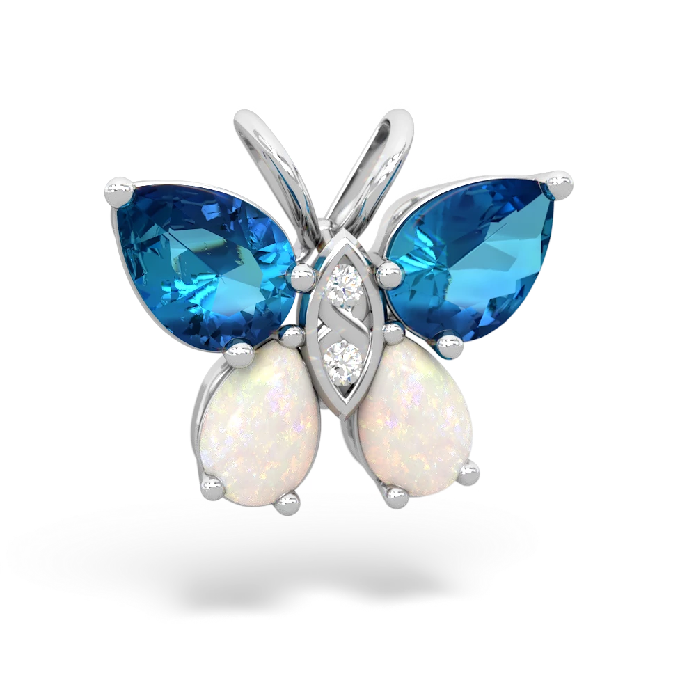 London Topaz Butterfly 14K White Gold pendant P2215