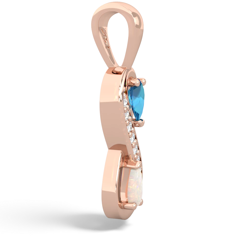 London Topaz Diamond Infinity 14K Rose Gold pendant P5390