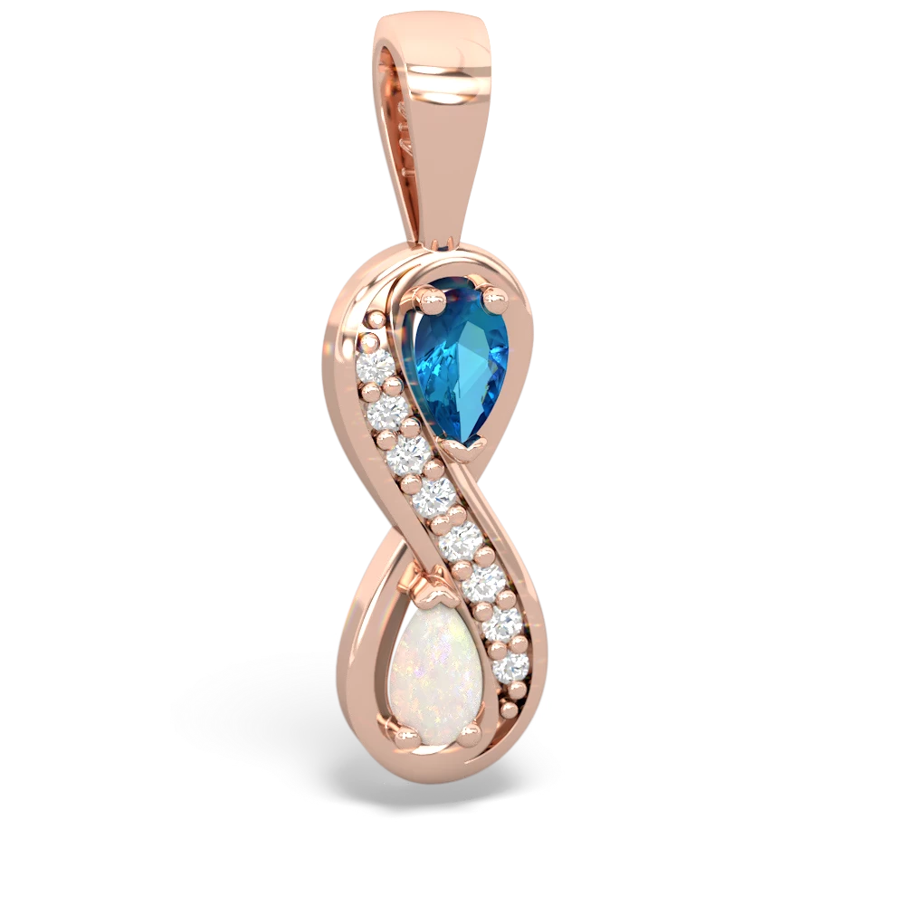 London Topaz Diamond Infinity 14K Rose Gold pendant P5390