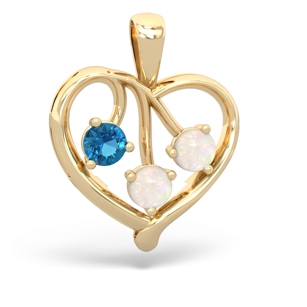 London Topaz Glowing Heart 14K Yellow Gold pendant P2233