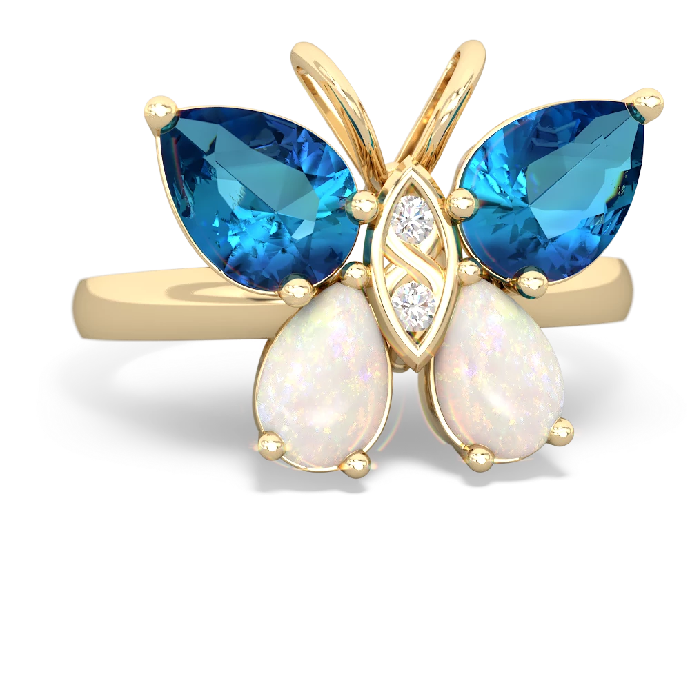 London Topaz Butterfly 14K Yellow Gold ring R2215