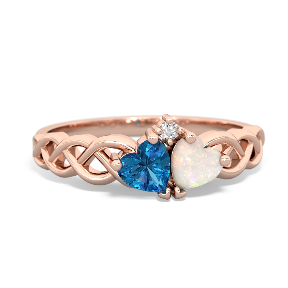 London Topaz Heart To Heart Braid 14K Rose Gold ring R5870