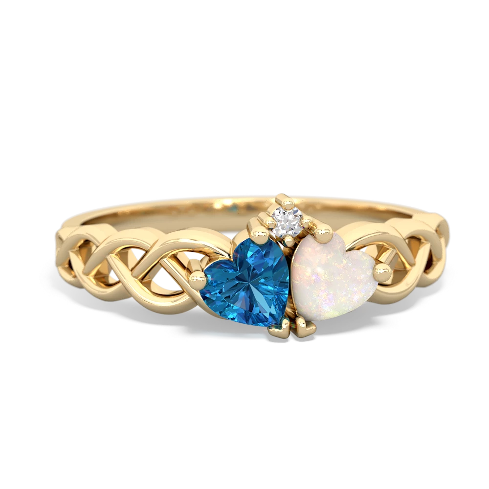 London Topaz Heart To Heart Braid 14K Yellow Gold ring R5870