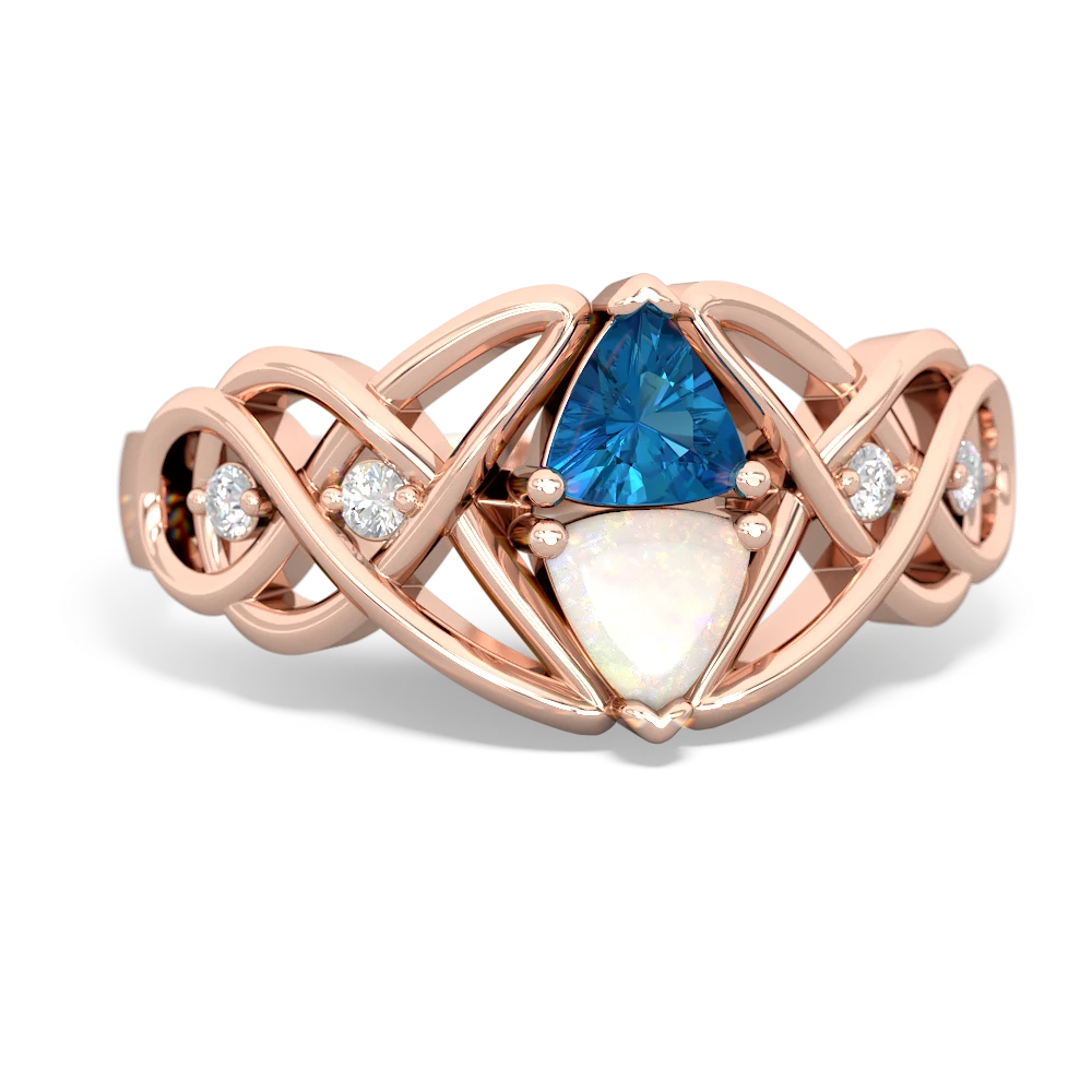 London Topaz Keepsake Celtic Knot 14K Rose Gold ring R5300