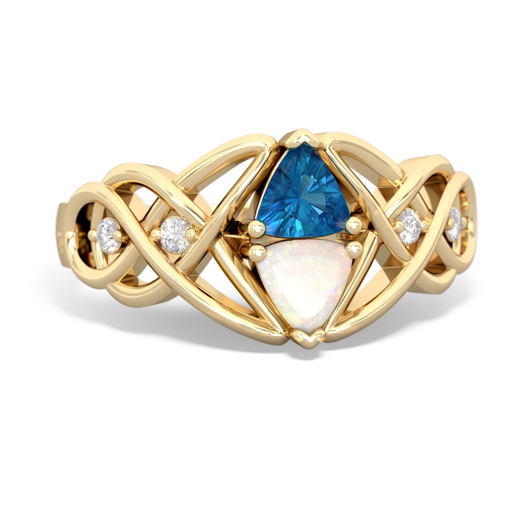 London Topaz Keepsake Celtic Knot 14K Yellow Gold ring R5300