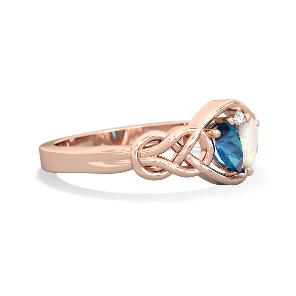 London Topaz Celtic Love Knot 14K Rose Gold ring R5420