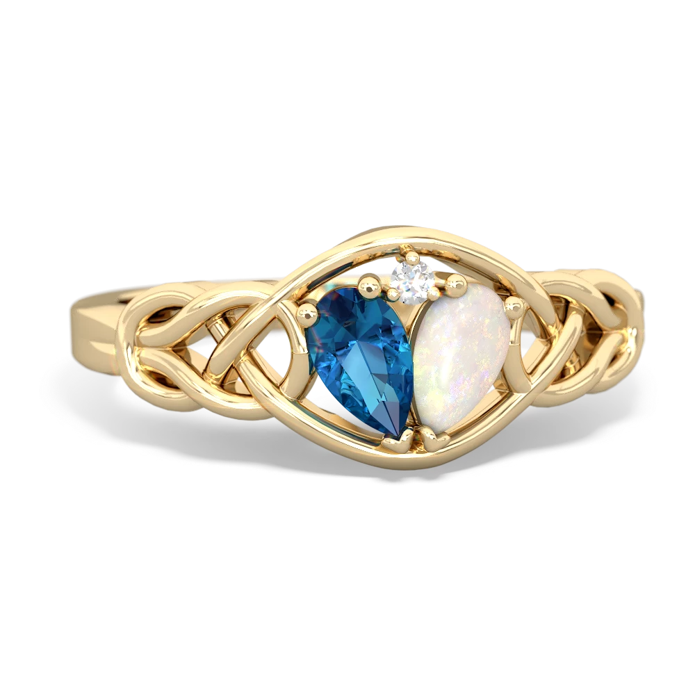 London Topaz Celtic Love Knot 14K Yellow Gold ring R5420