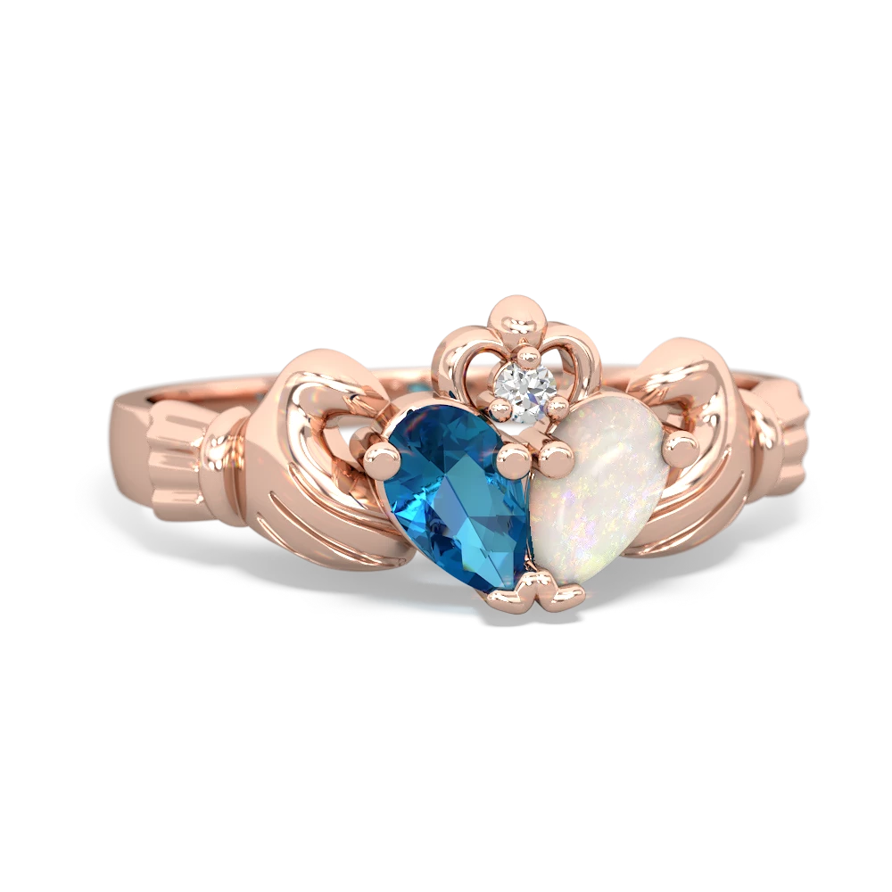 London Topaz 'Our Heart' Claddagh 14K Rose Gold ring R2388