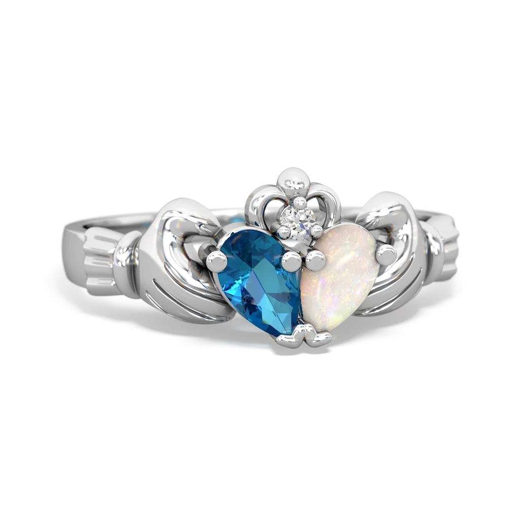 London Topaz 'Our Heart' Claddagh 14K White Gold ring R2388