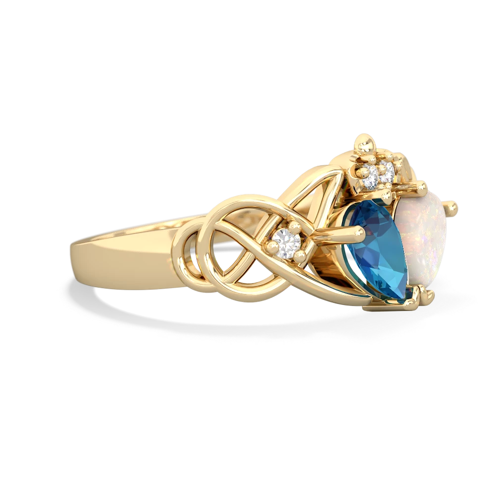 London Topaz 'One Heart' Celtic Knot Claddagh 14K Yellow Gold ring R5322