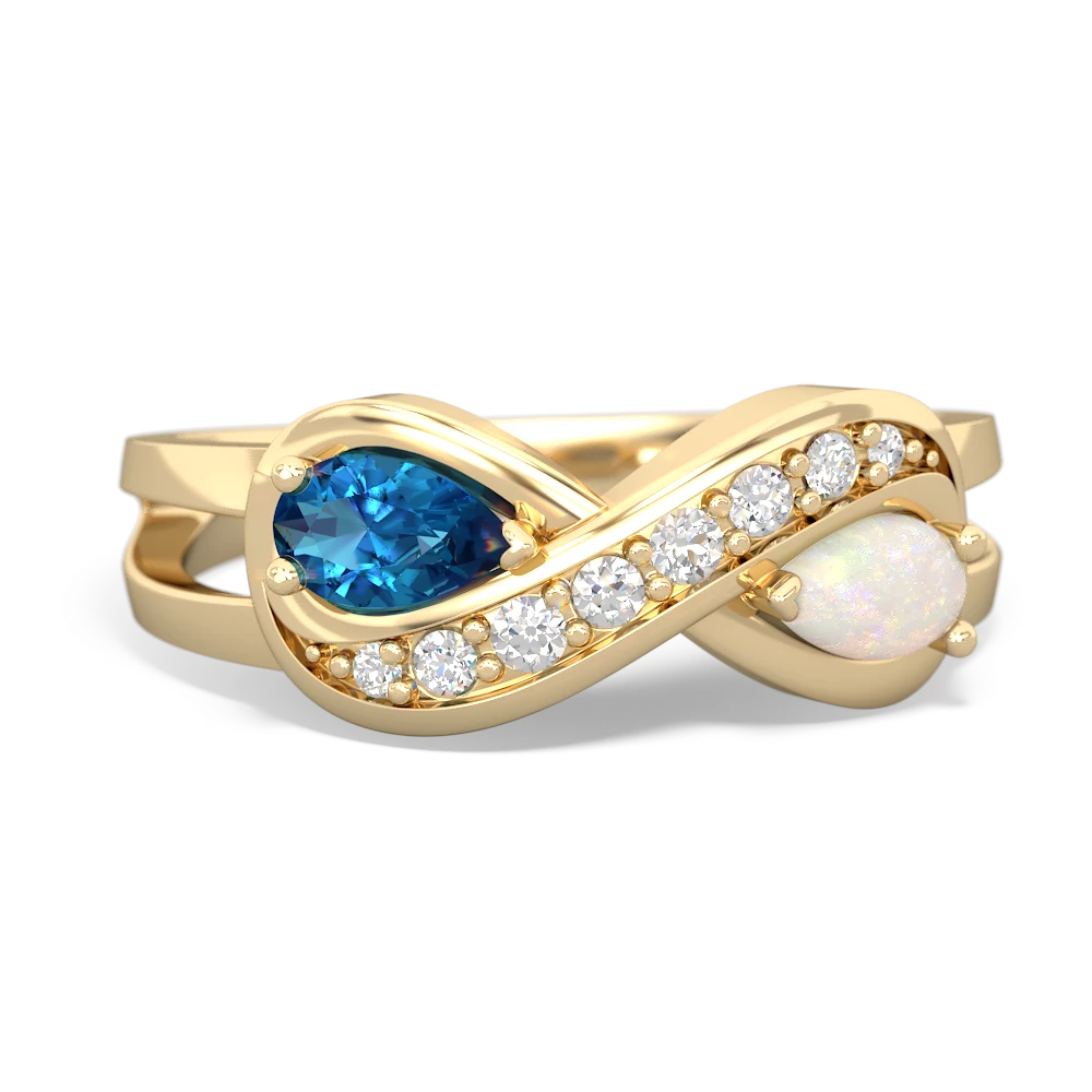 London Topaz Diamond Infinity 14K Yellow Gold ring R5390