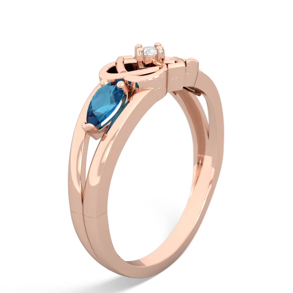 London Topaz Hearts Intertwined 14K Rose Gold ring R5880