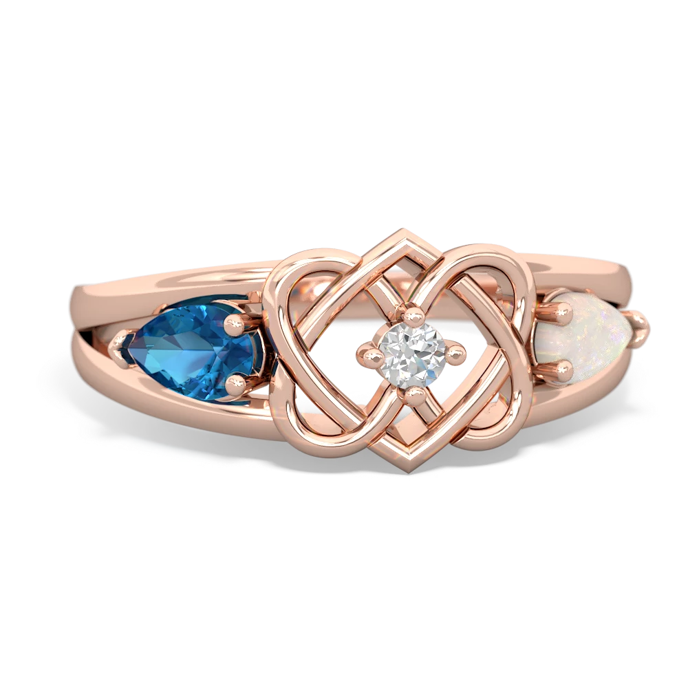 London Topaz Hearts Intertwined 14K Rose Gold ring R5880