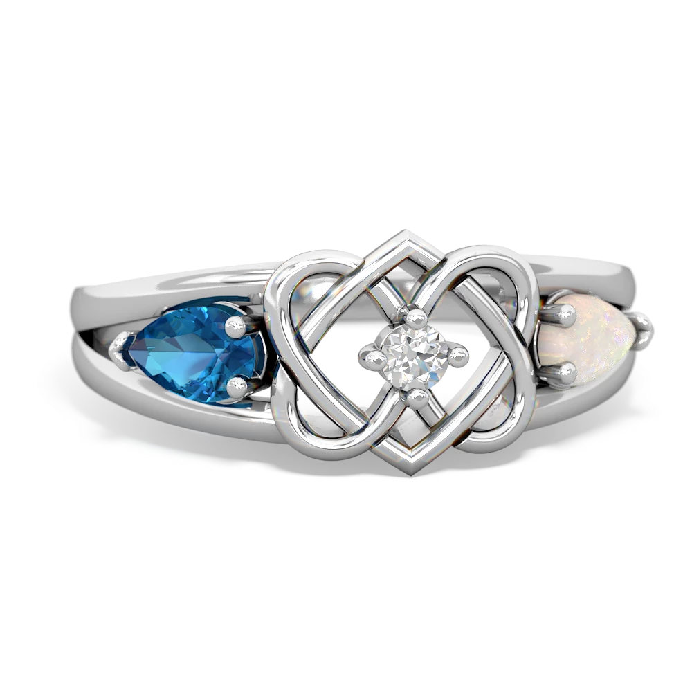 London Topaz Hearts Intertwined 14K White Gold ring R5880