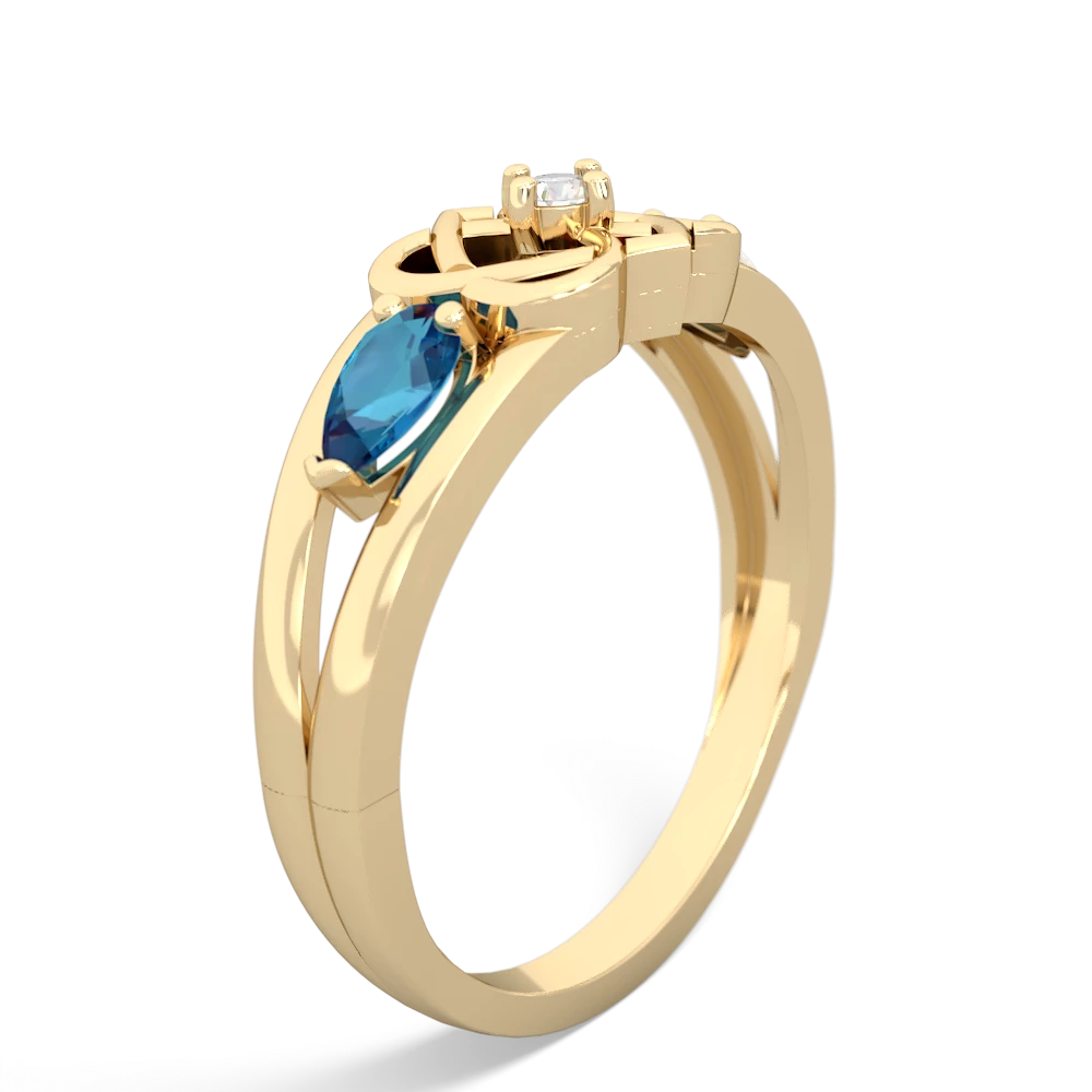 London Topaz Hearts Intertwined 14K Yellow Gold ring R5880