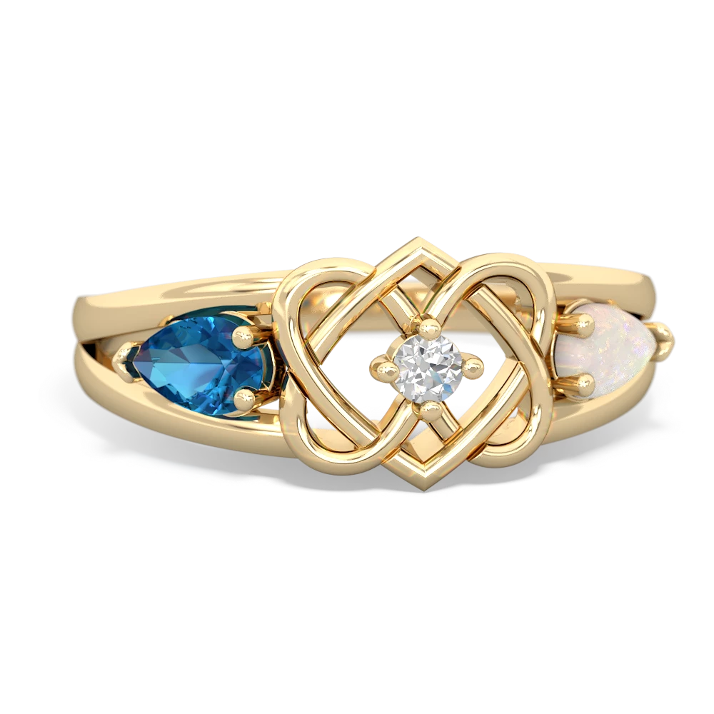 London Topaz Hearts Intertwined 14K Yellow Gold ring R5880