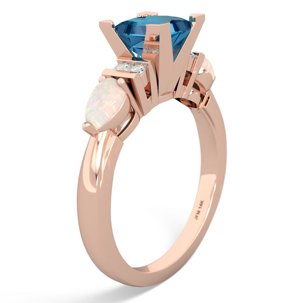 London Topaz 6Mm Princess Eternal Embrace Engagement 14K Rose Gold ring C2002