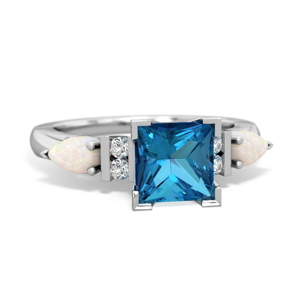 London Topaz 6Mm Princess Eternal Embrace Engagement 14K White Gold ring C2002