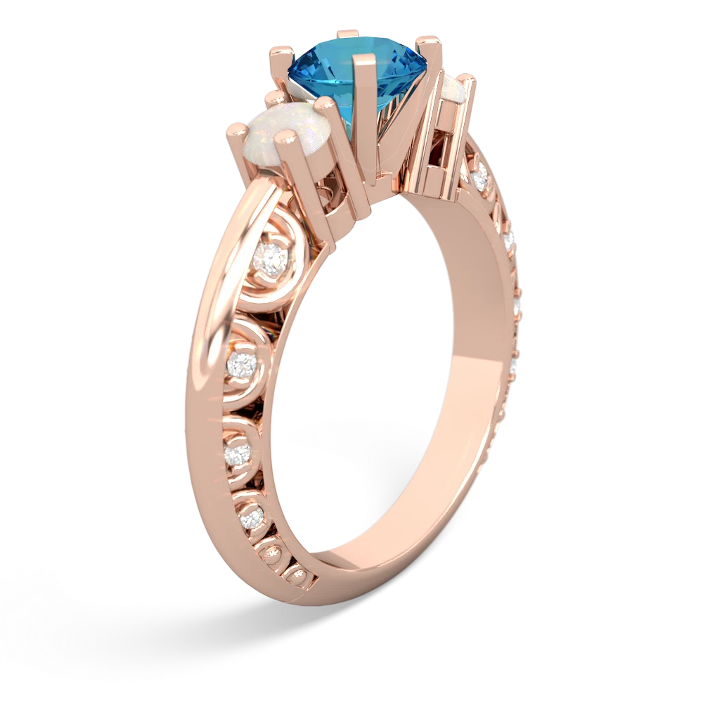 London Topaz Art Deco Eternal Embrace Engagement 14K Rose Gold ring C2003