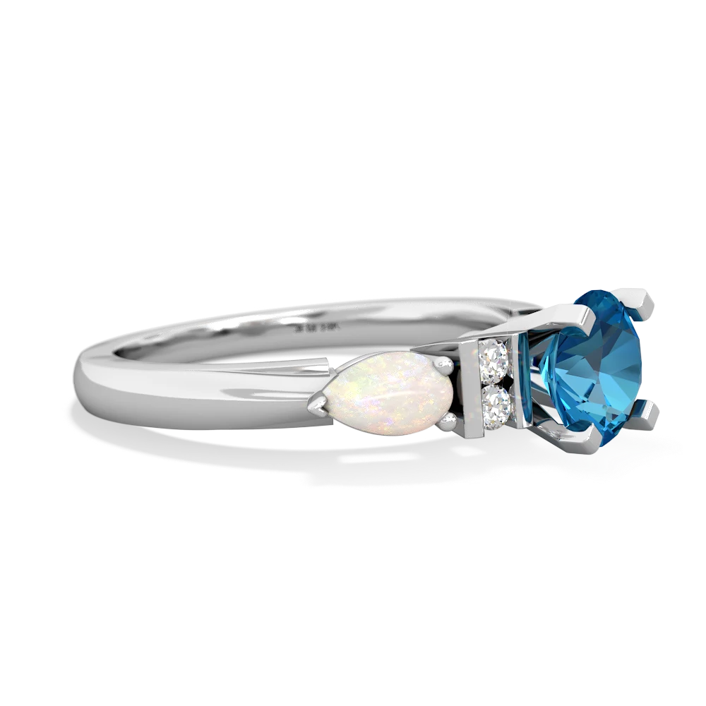 London Topaz 6Mm Round Eternal Embrace Engagement 14K White Gold ring R2005