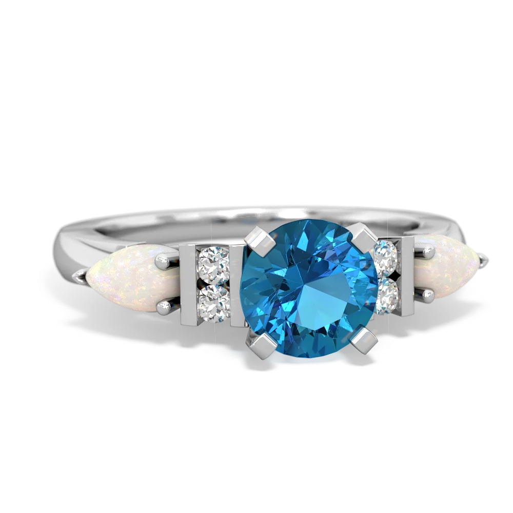 London Topaz 6Mm Round Eternal Embrace Engagement 14K White Gold ring R2005