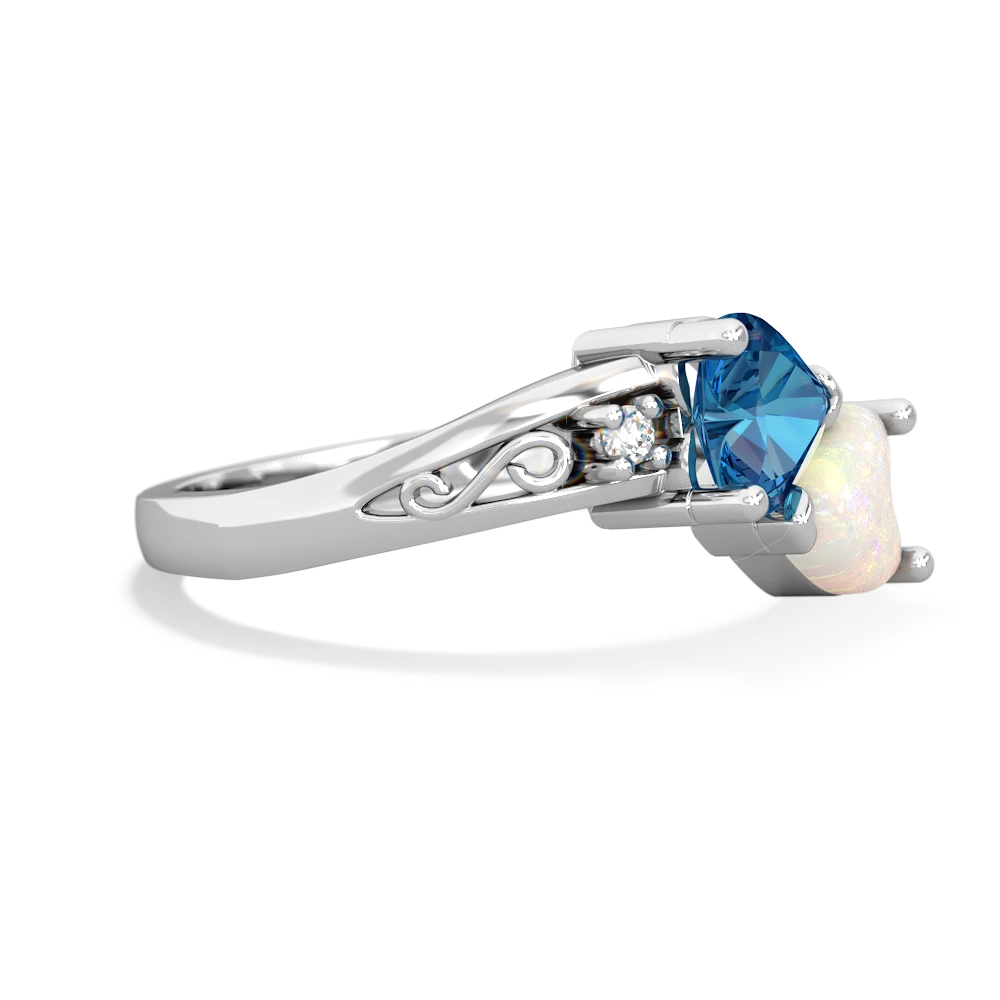 London Topaz Snuggling Hearts 14K White Gold ring R2178